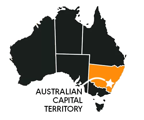 Australian map with Australian Capital Territory highlighted