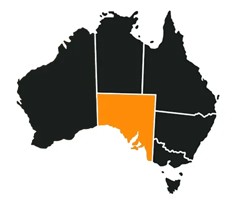 Australian map with South Australia highlighted