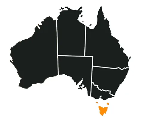 Australian map with Tasmania highlighted