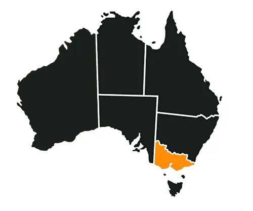 Australian map with Victoria highlighted