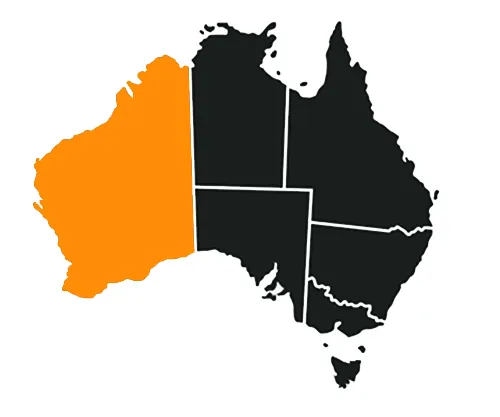 Australian map with Western Australia highlighted